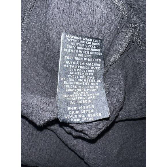 7 For All Mankind Top Women's L Black Oversized Long Sleeve Raw Hem Henley Shirt - Picture 10 of 10